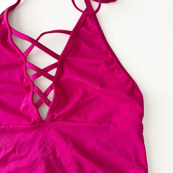 [Frederick's of Hollywood] Fuchsia Pink Sunset One-Piece Swimsuit NWT Sz Large L - Picture 8 of 9